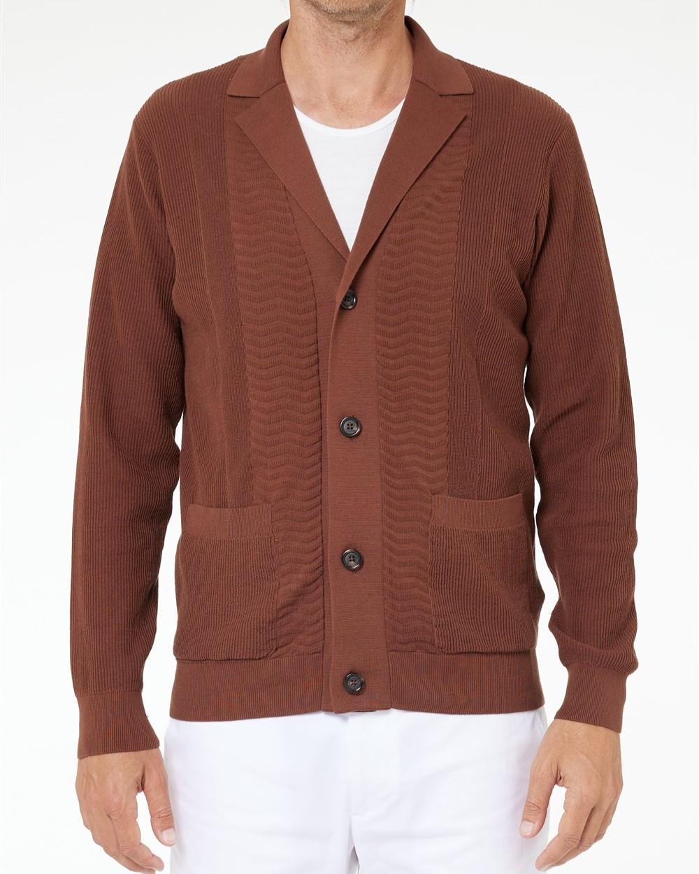 Cardigan Tre bottoni Con tasche Bruciato 