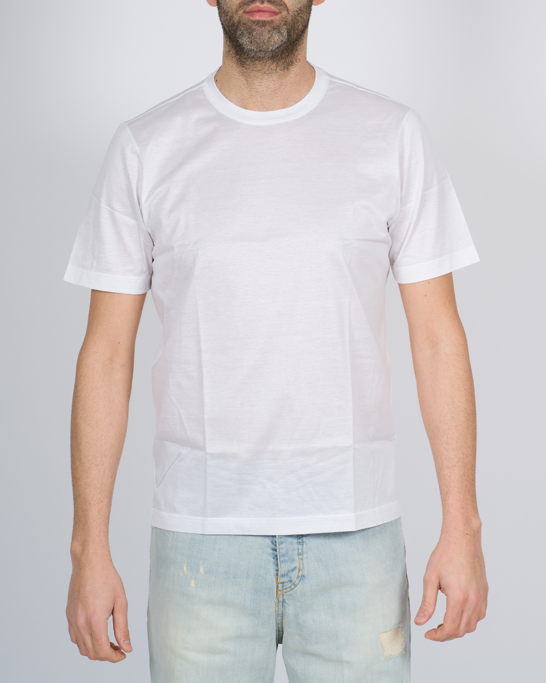 T-shirt filo di scozia bianca 