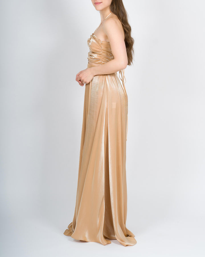 ABITO LUNGO CON ANELLI BEIGE 