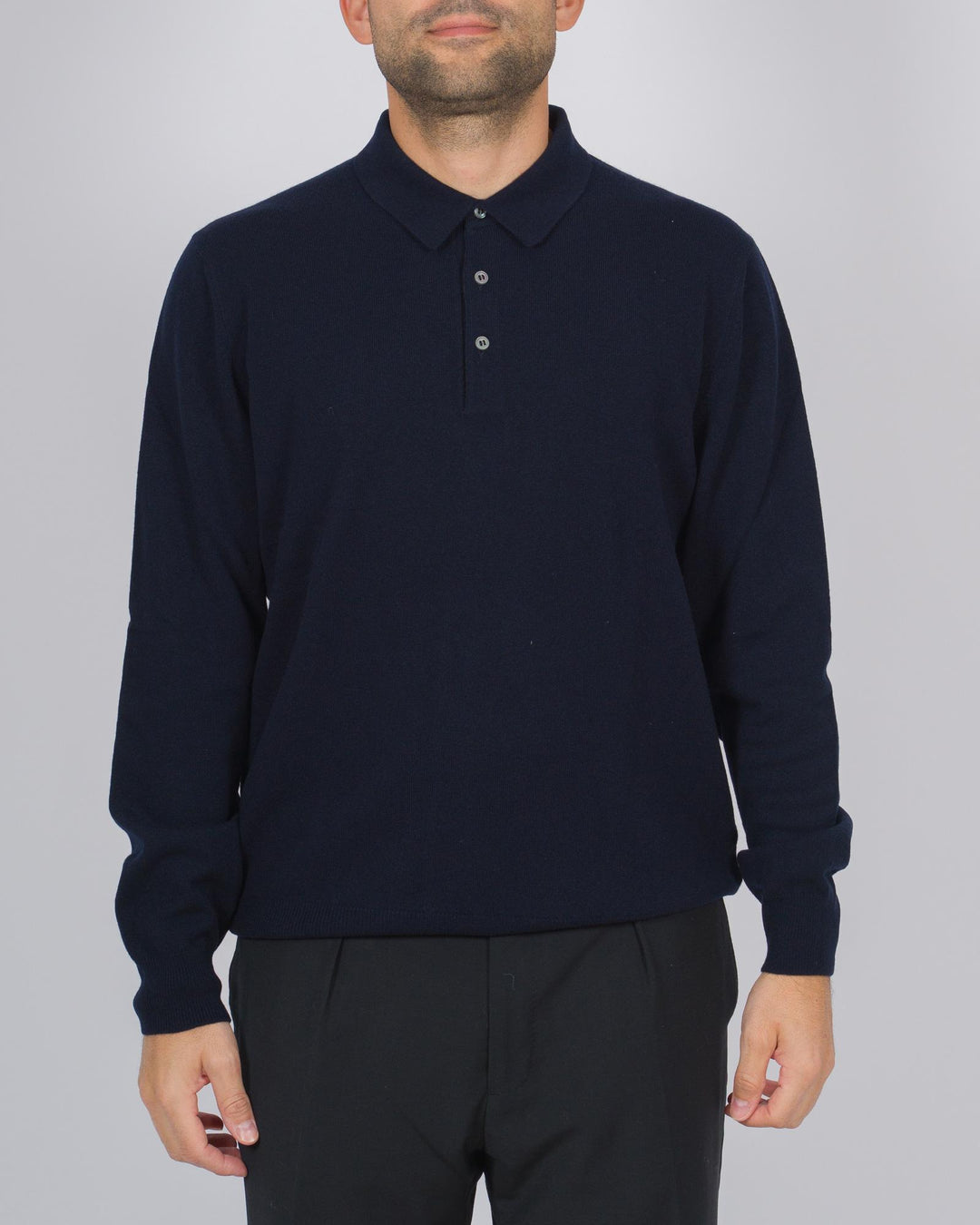 Polo tre bottoni cashmere blu 