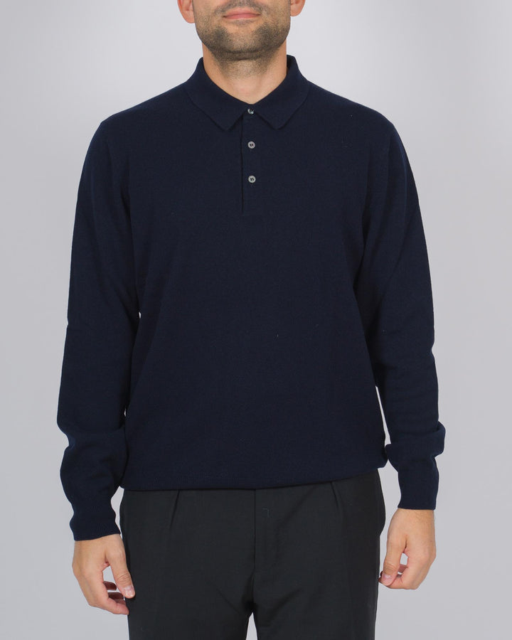Polo tre bottoni cashmere blu 