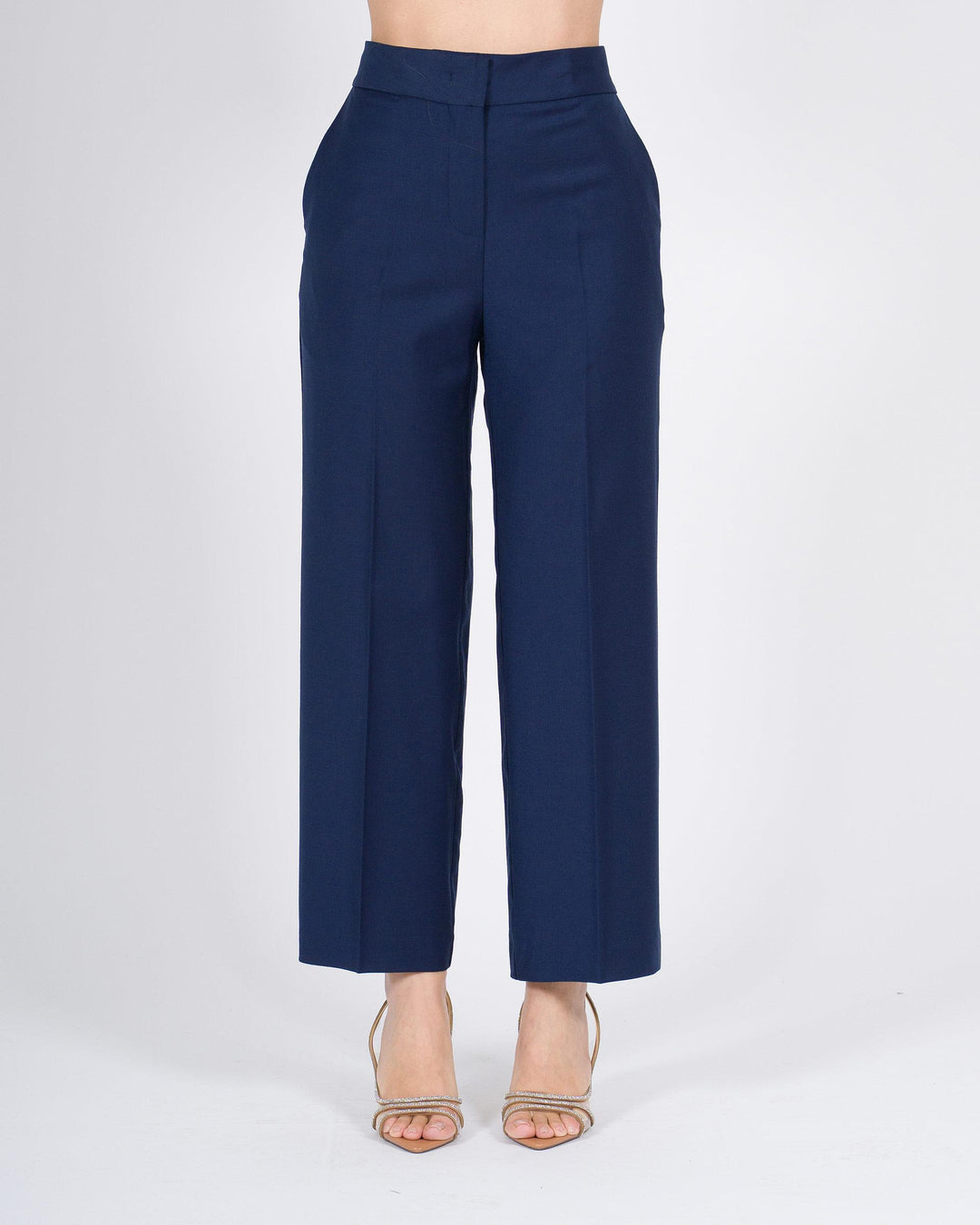Pantaloni MEIMEJ  Fresco Lana Alla Caviglia Linea Morbida blu 