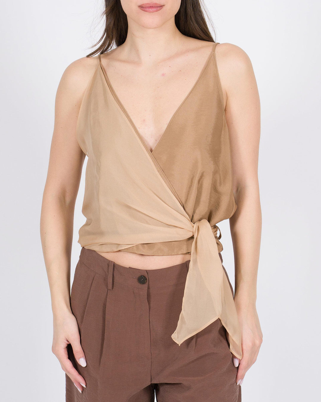 Top ALYSI  Incrociato con Dettaglio a Contrasto beige 