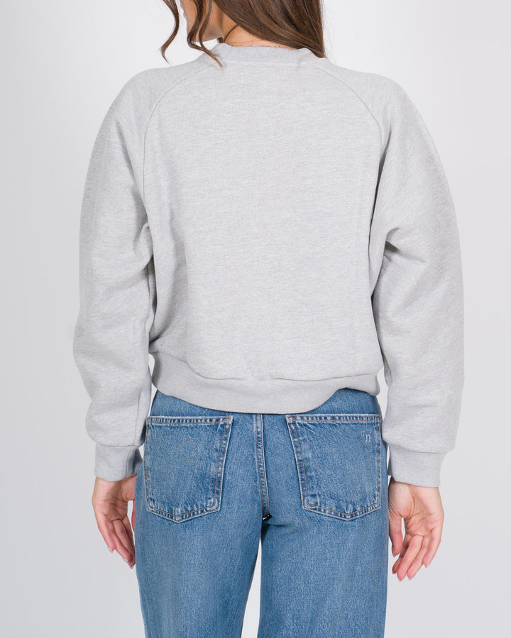 Felpa cropped grigia con maniche raglan 