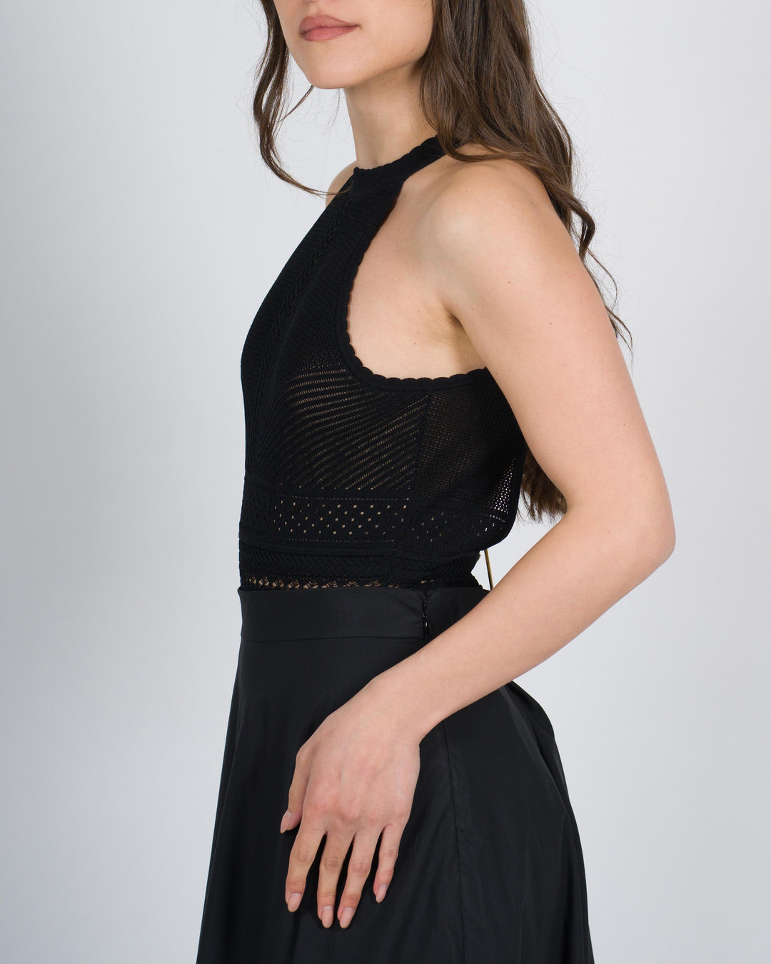 Body in maglia con mix di punti nero 