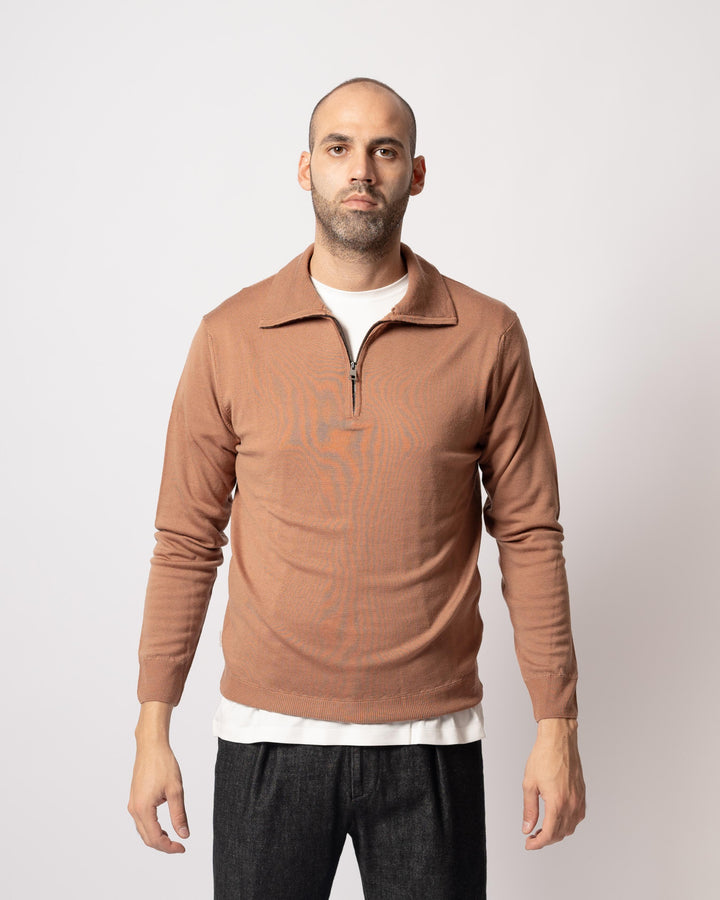 Polo Zip Cammello 