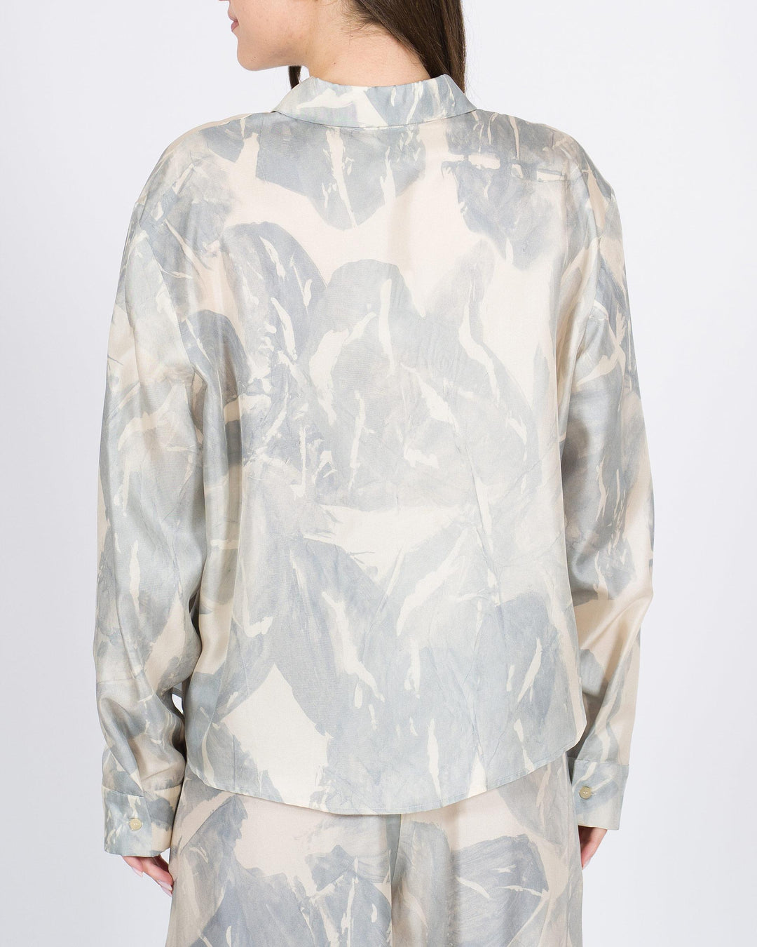 Camicia ALYSI  Seta Fantasia Fiori azzurra 
