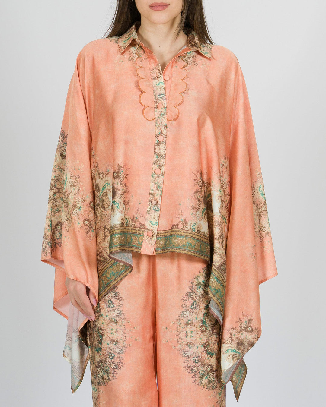 Camicia kimono amosa arancio in raso 