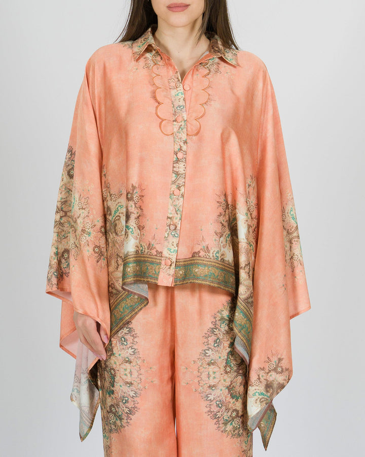 Camicia kimono amosa arancio in raso 