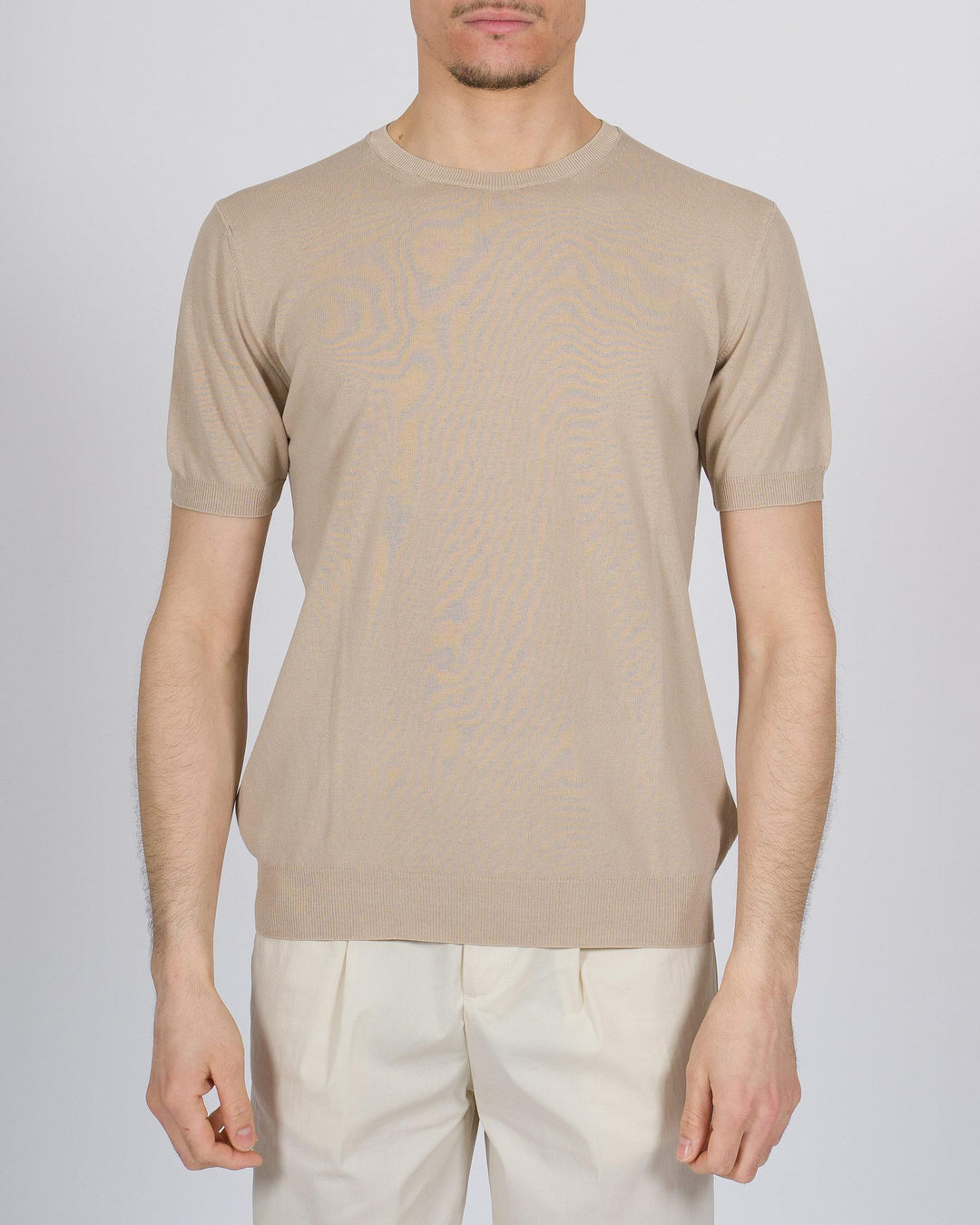 T-shirt crepe di cotone beige 