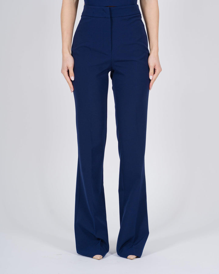 Pantalone a zampa vita alta blu 