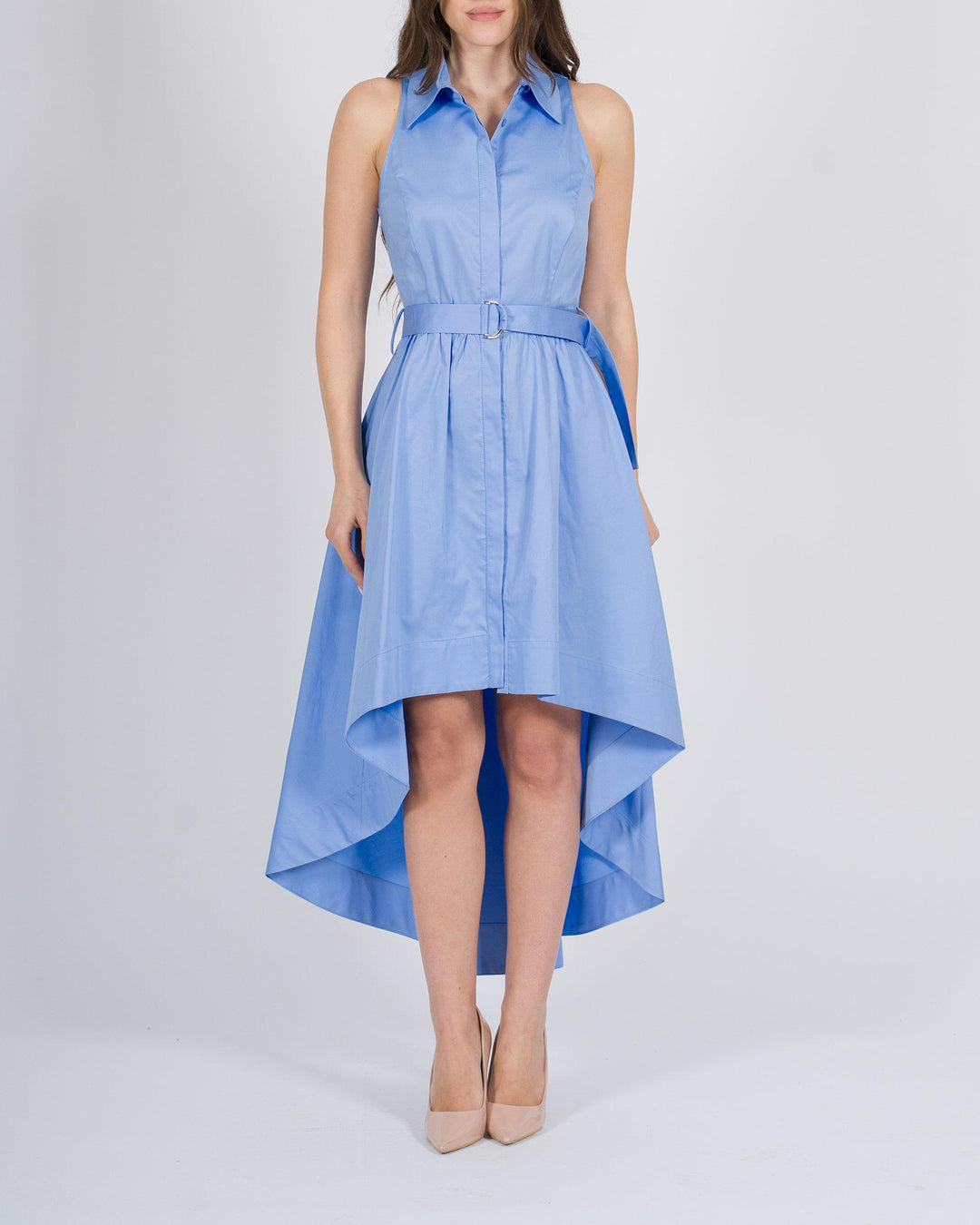 Camicia-abito asimmetrico celeste 