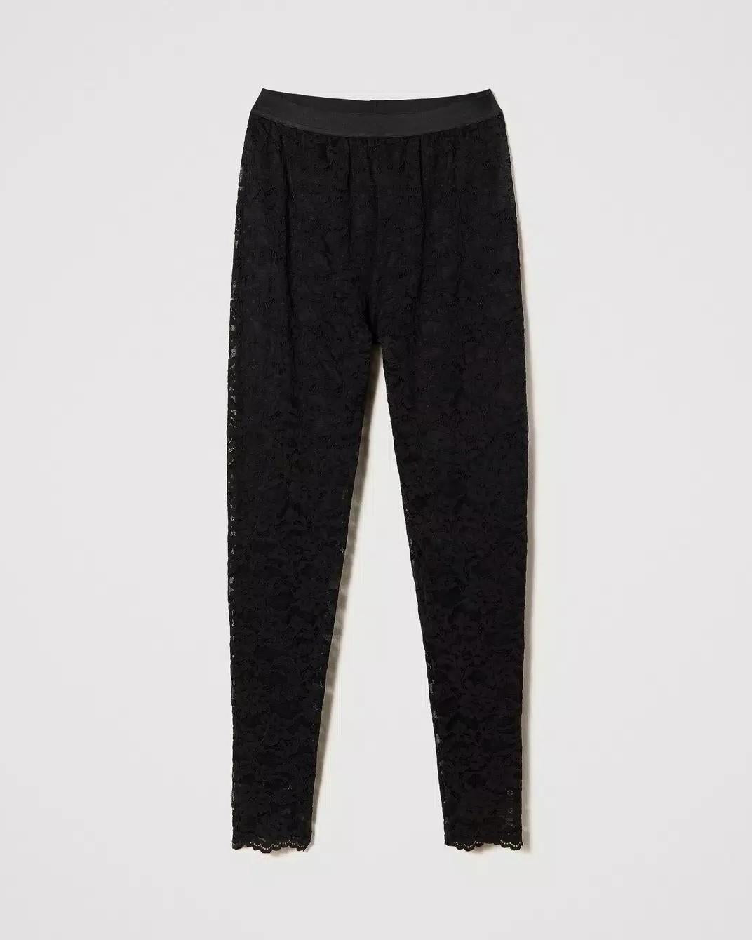 Leggings pizzo macramè nero<BR/> 