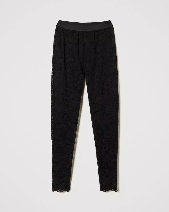 Leggings pizzo macramè nero<BR/> 