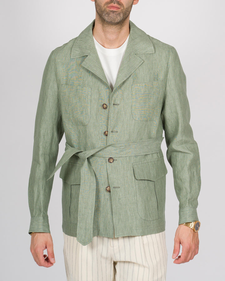 Sahariana lino con cintura verde 