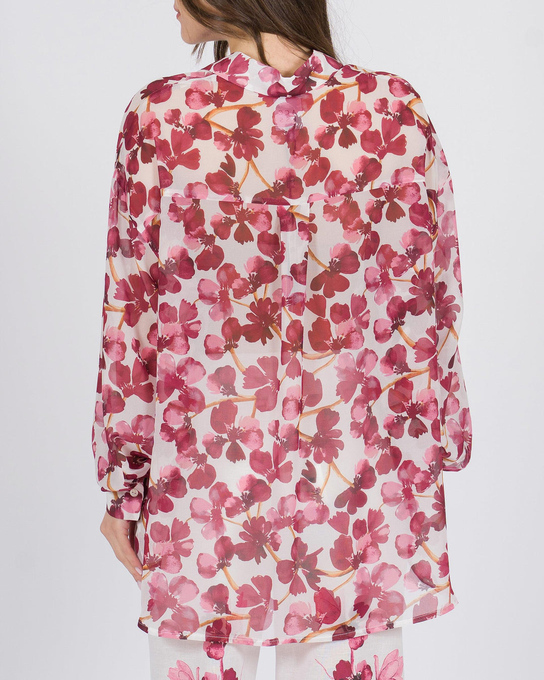 Camicia con stampa floreale fucsia 