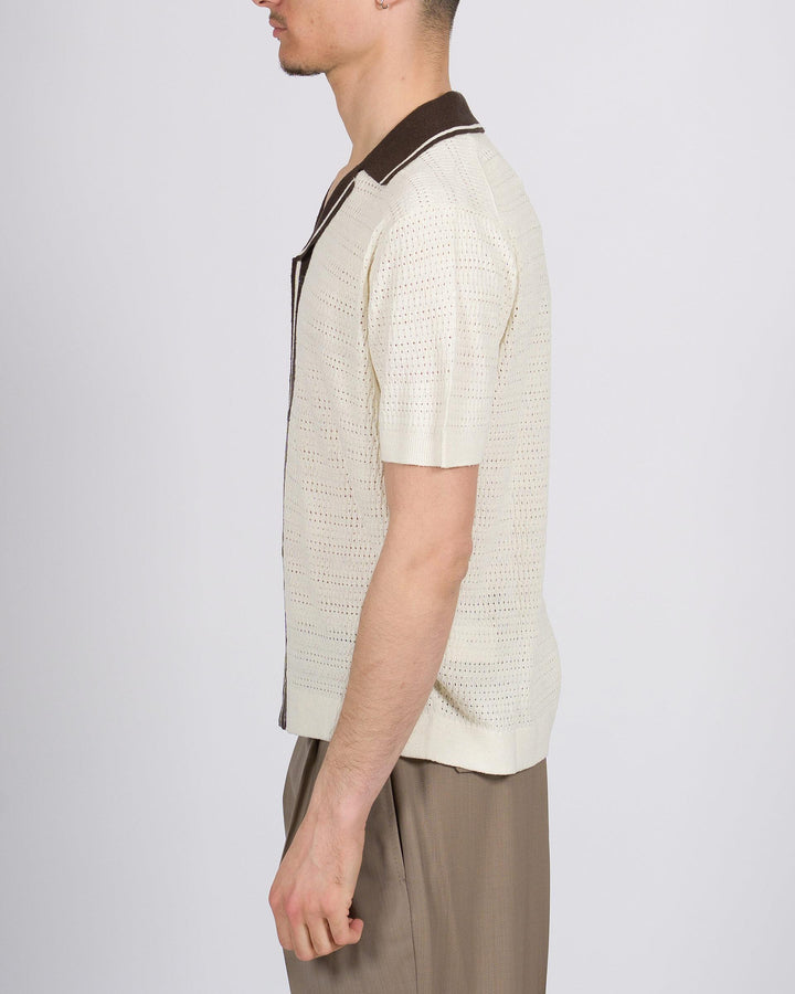 Polo uomo panna crochet chiusura bottoni 