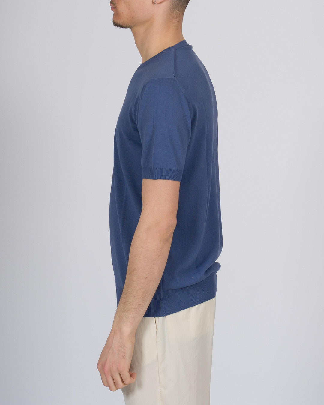 T-shirt crepe di cotone indaco 