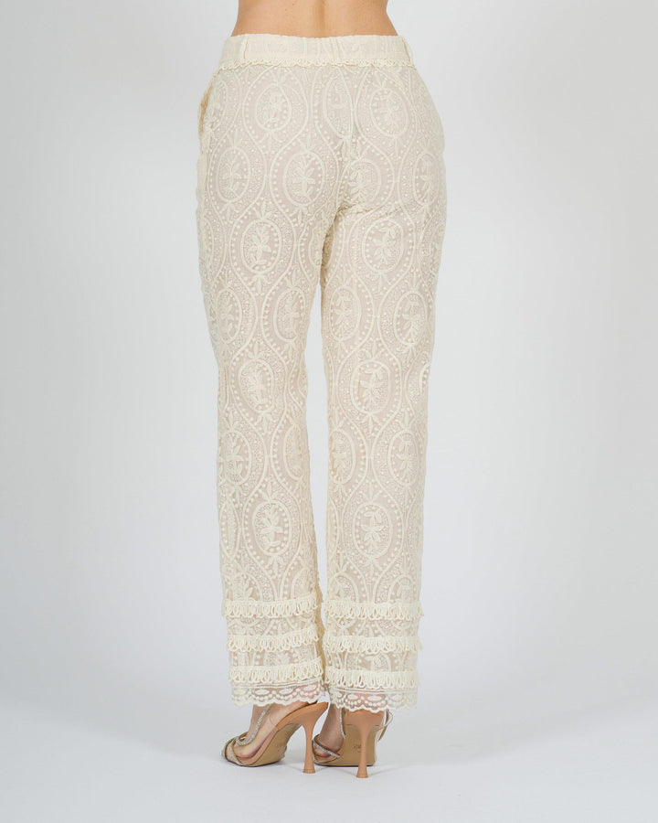 Pantalone Amosa in organza panna 