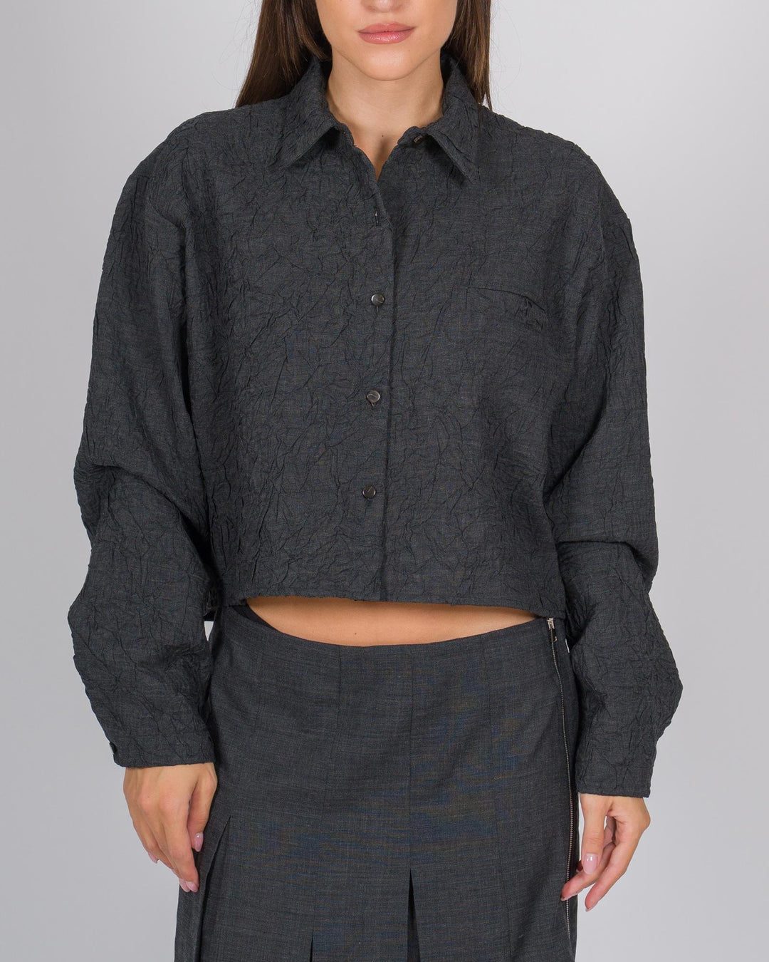 Camicia cropped effetto stropicciato antra 