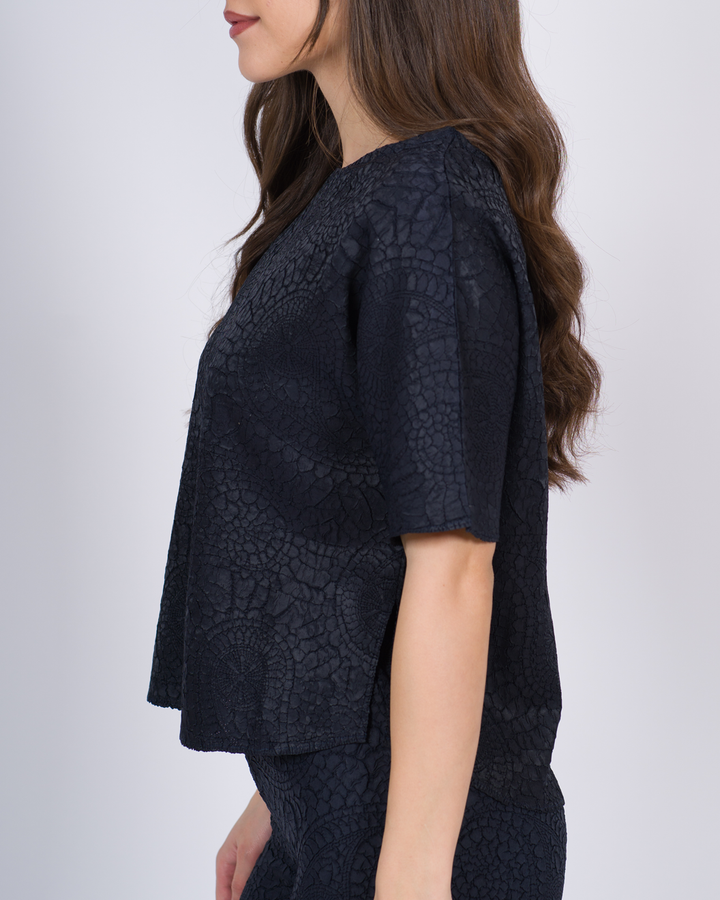 T-shirt blu damascata 