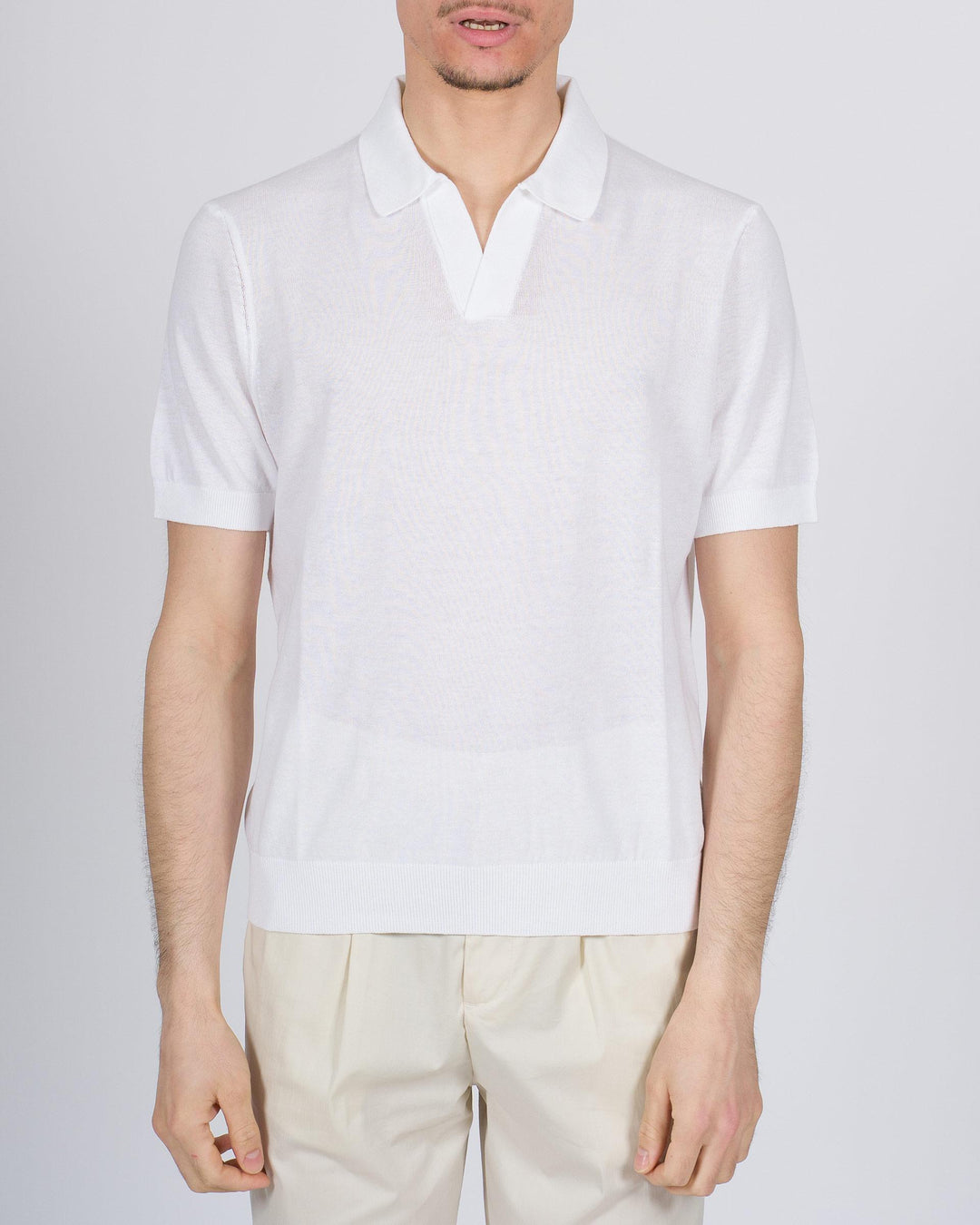 Polo skipper crepe di cotone bianco 