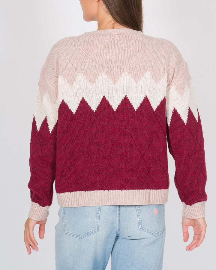 Pullover rombi tre colori rosa 