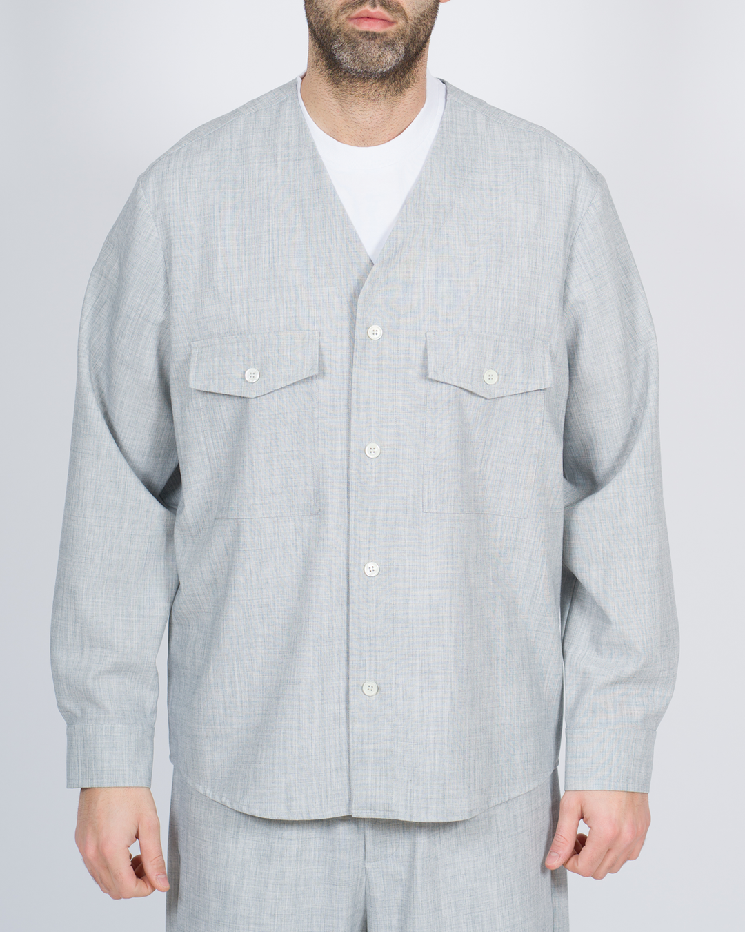 Overshirt tasconi fiammata grigia 