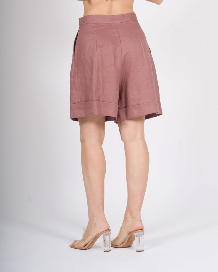 Short Silence Rosa in 100% Lino 