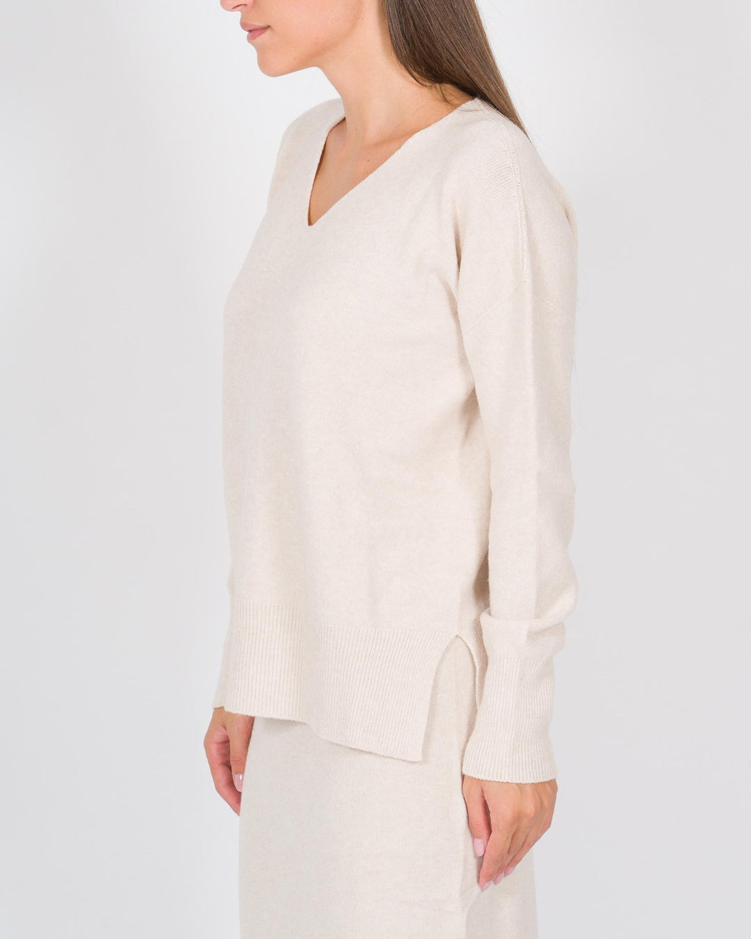 Maglia scollo a V beige 