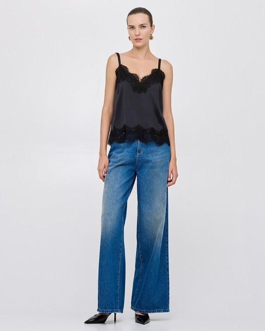 Top con pizzo nero 