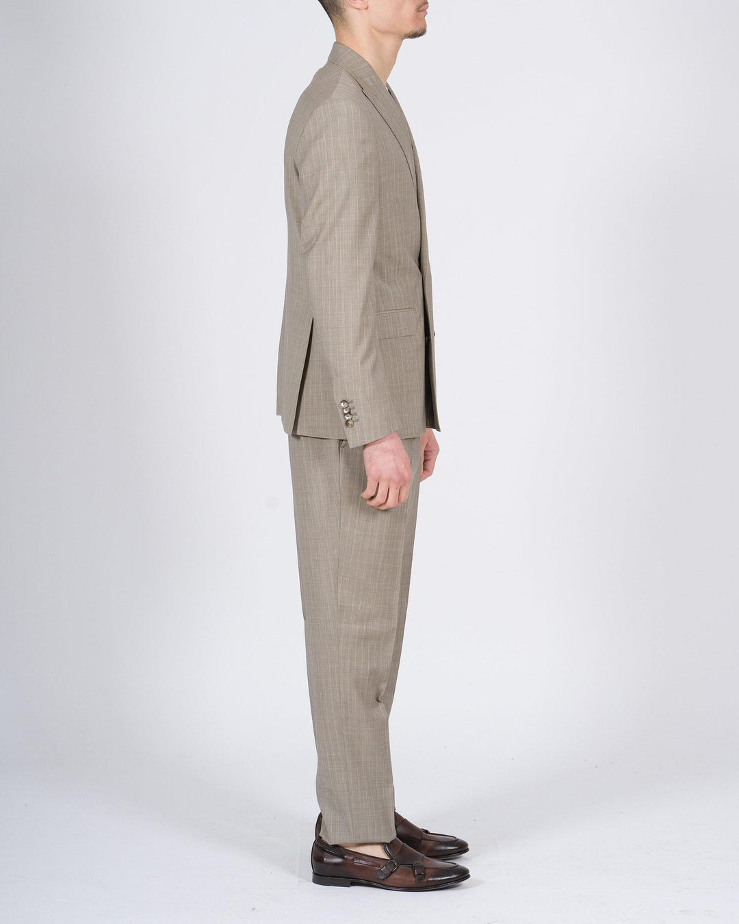 Abito doppio petto gessato Paoloni beige 