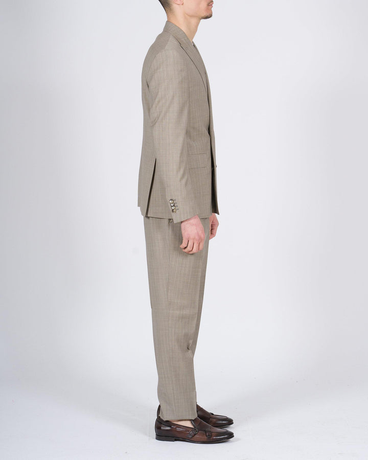 Abito doppio petto gessato Paoloni beige 