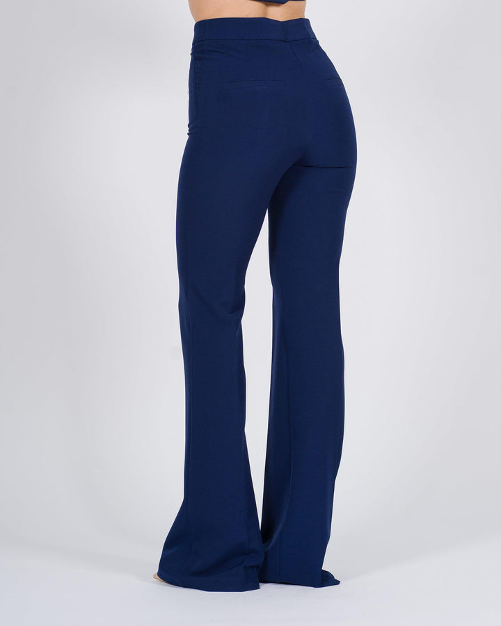Pantalone ventre piatto a zampa blu 
