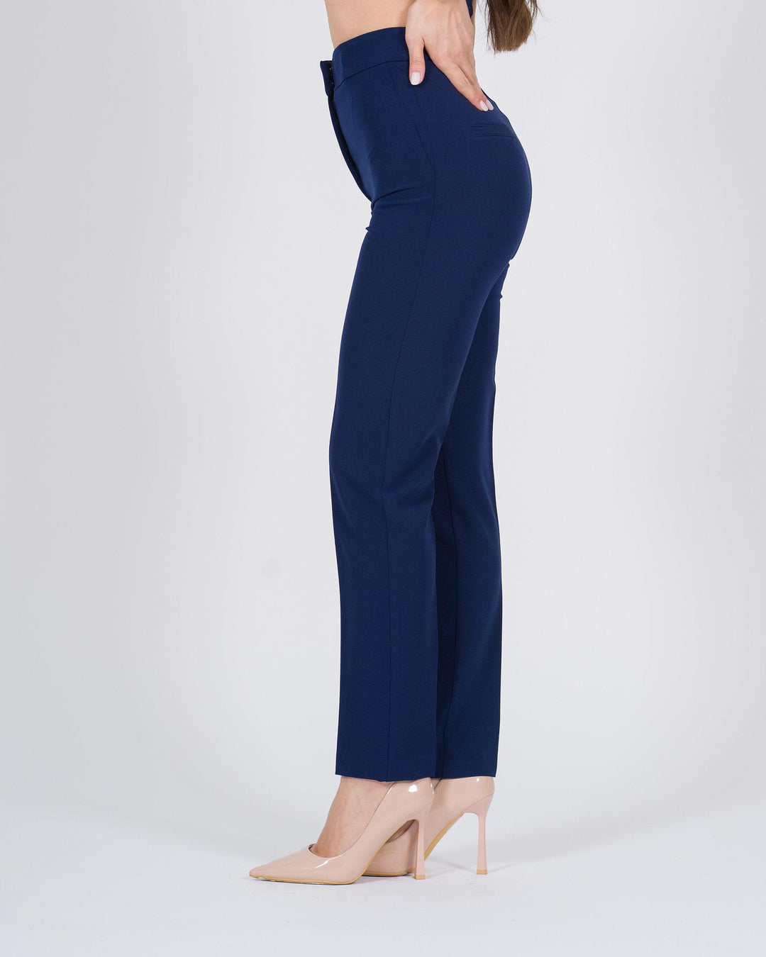 Pantalone ventre piatto a stiletto blu 