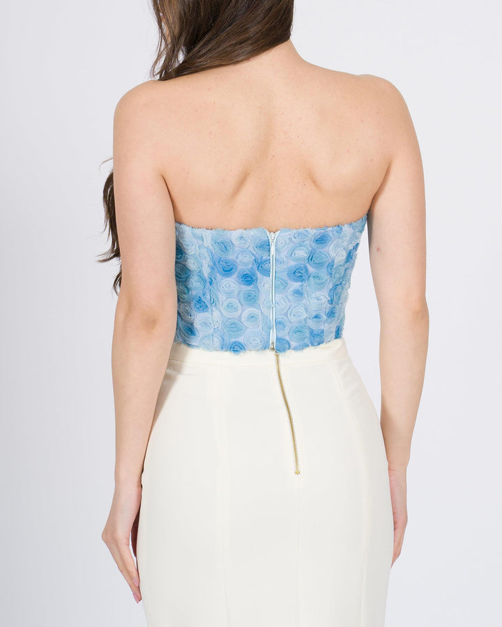 Corpetto Silence azzurro con rose in tulle 