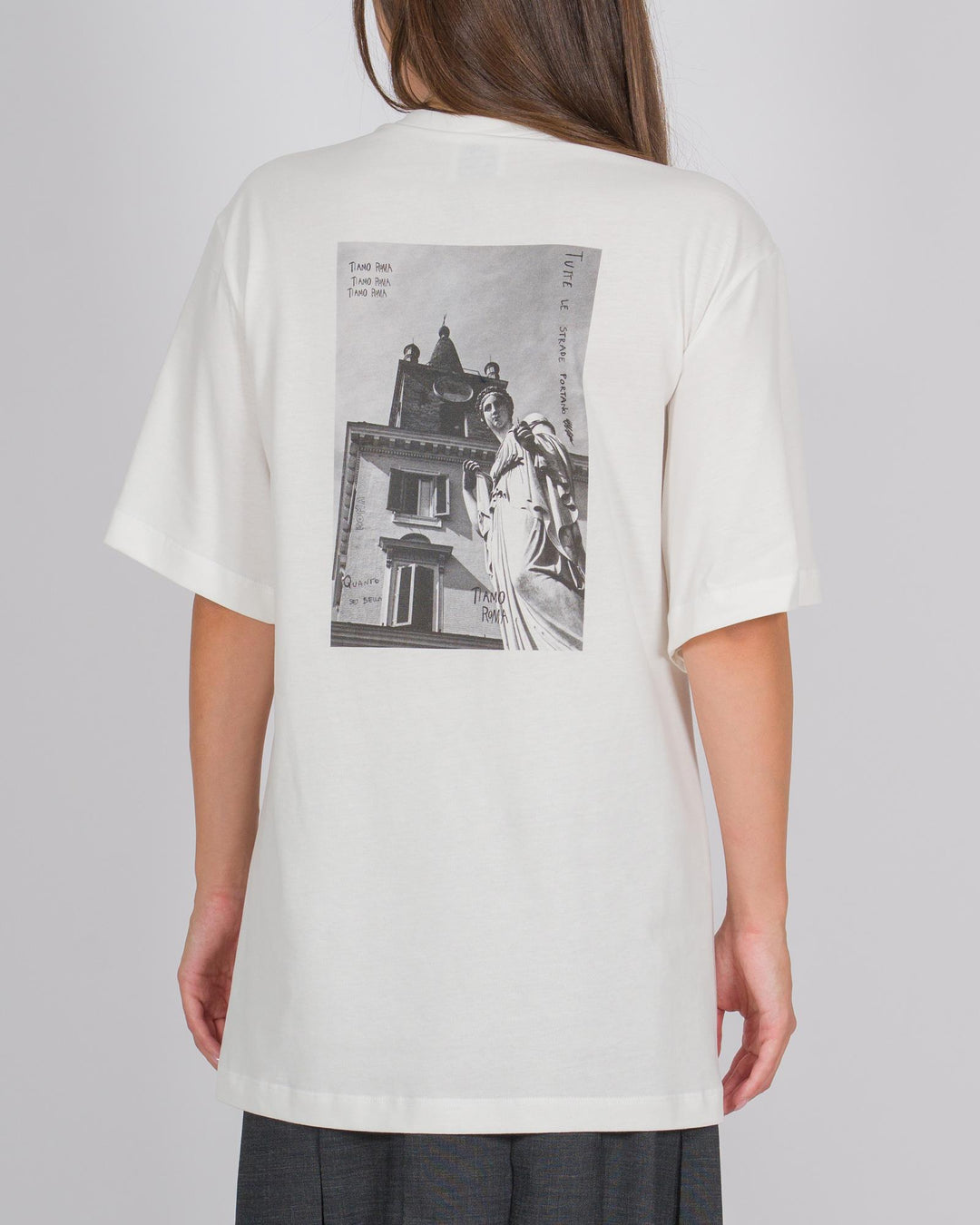 T-shirt over con stampa "Ti Amo Roma" 
