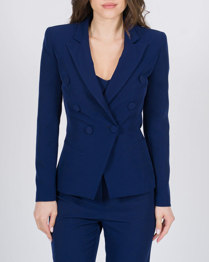 Blazer doppiopetto con revers a lancia blu 