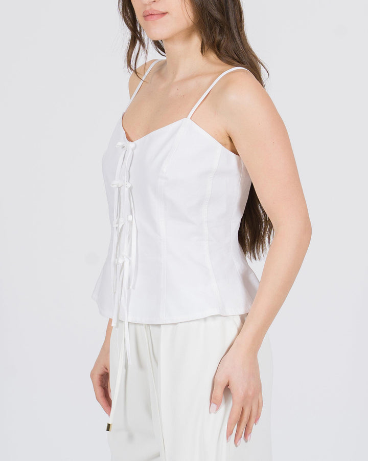 Top Peplum con lacci bianco 