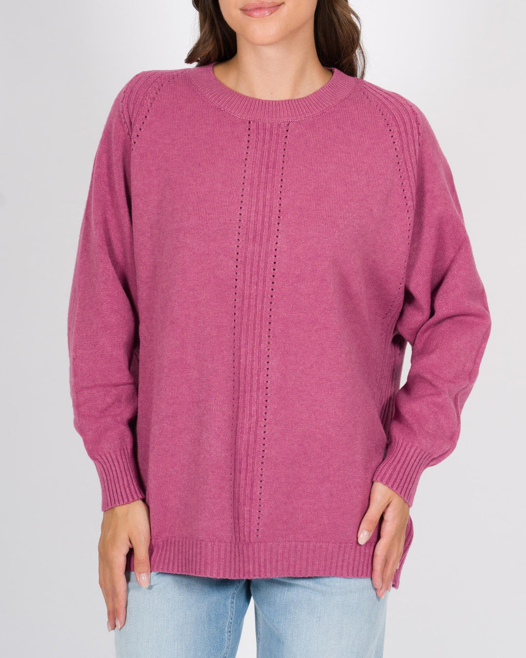 Maglia Over A coste Rosa 