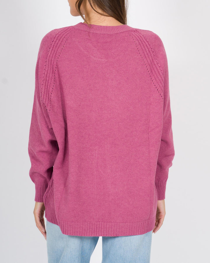 Maglia Over A coste Rosa 