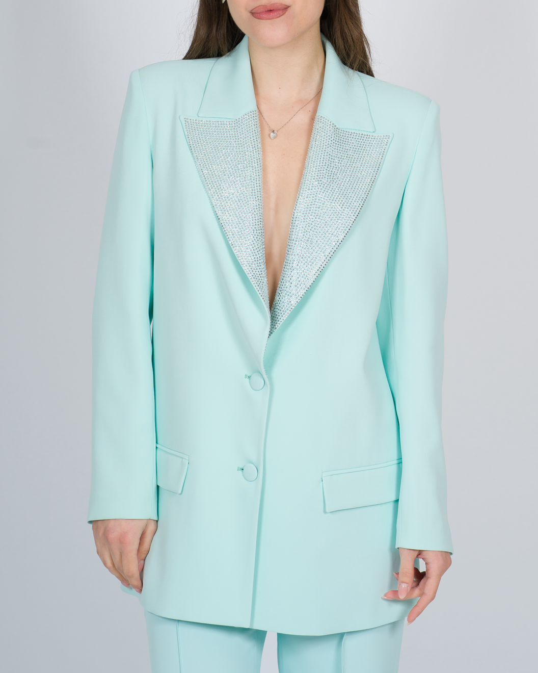 Blazer rever strass verde 