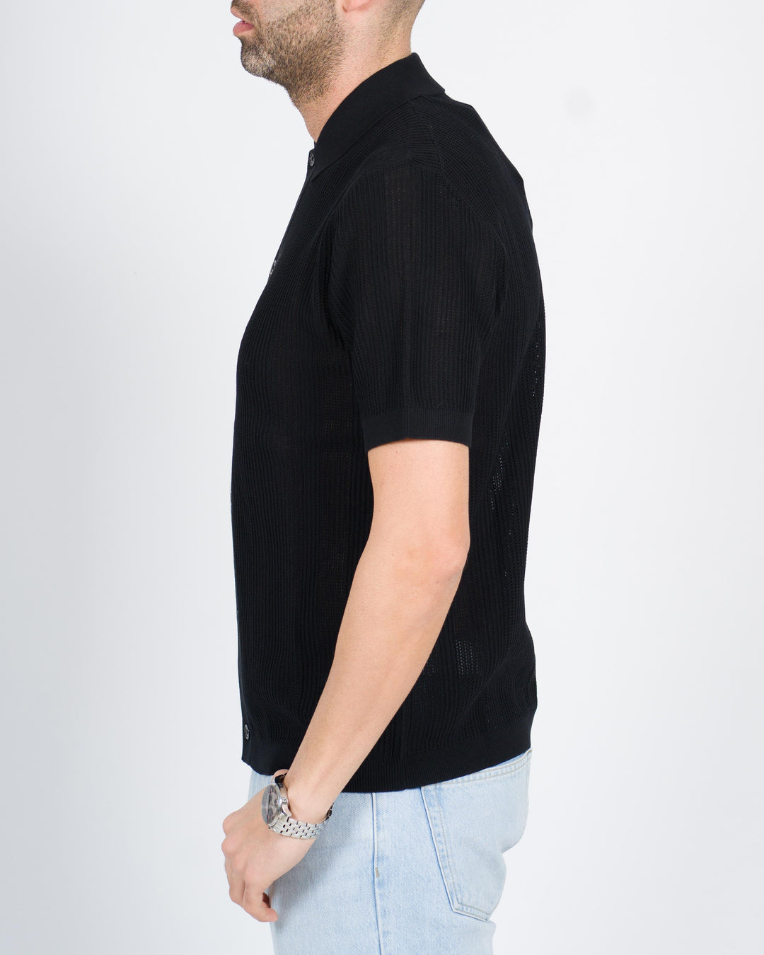 Maglia cardigan traforata nero 
