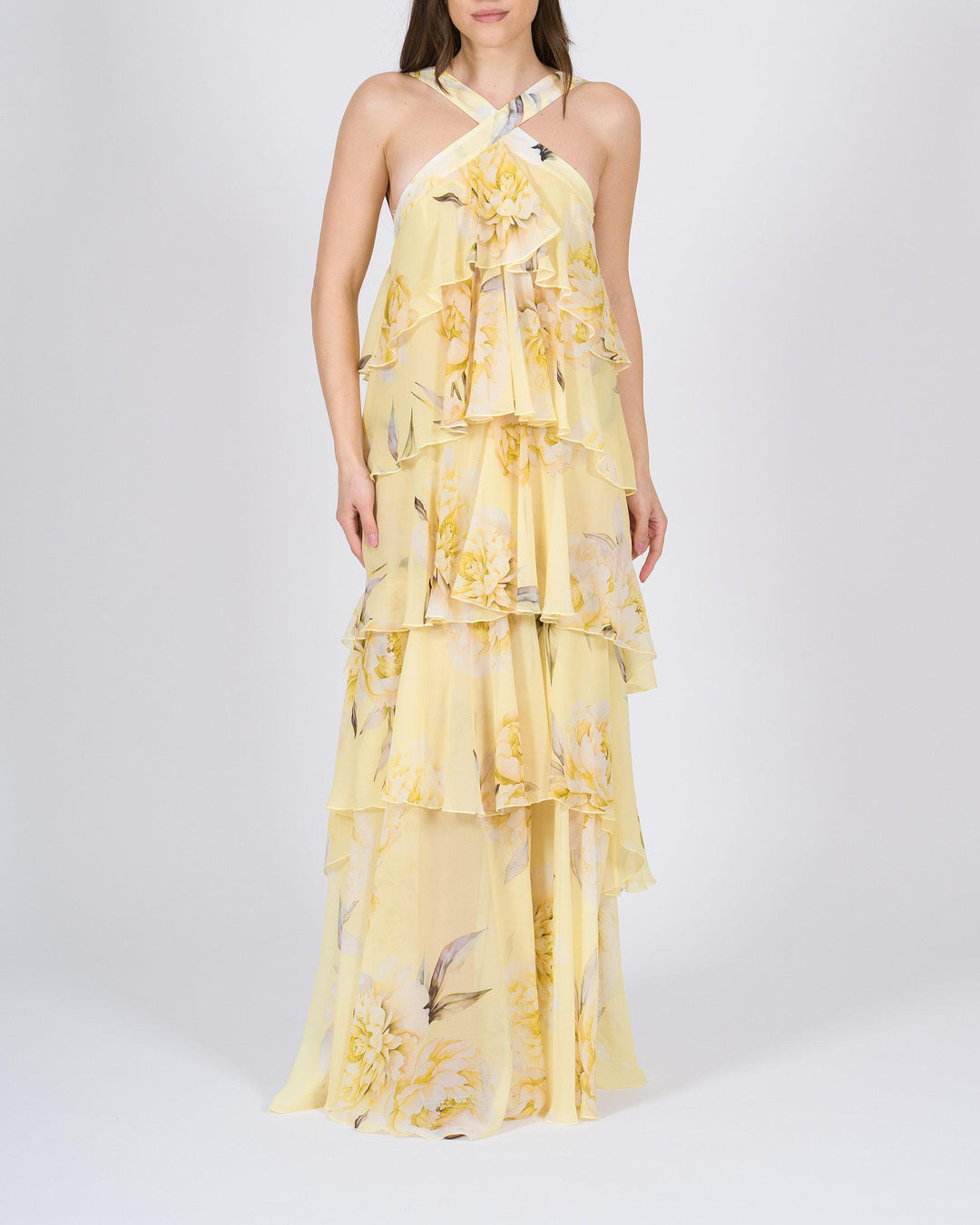 Abito giallo Silence con balze 