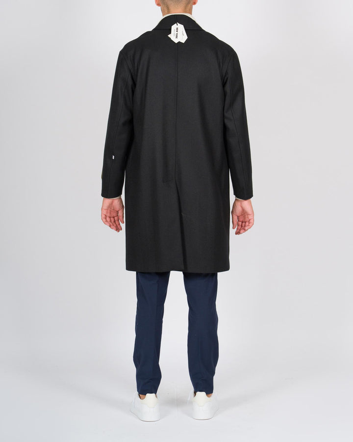 Cappotto monopetto effetto spigato nero 