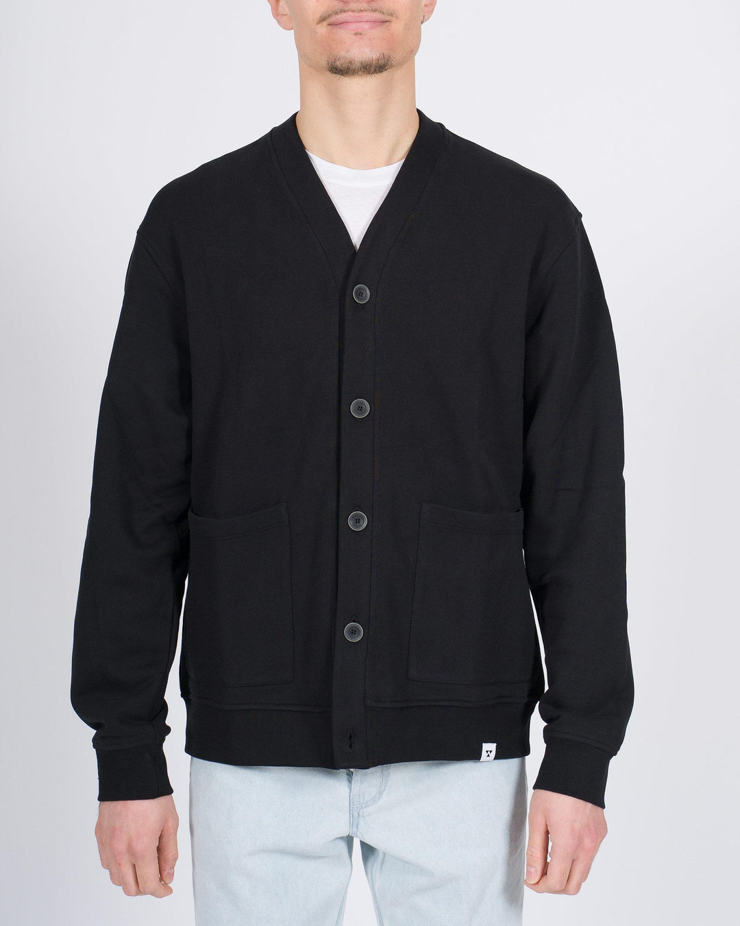 Cardigan felpa con bottoni nero 