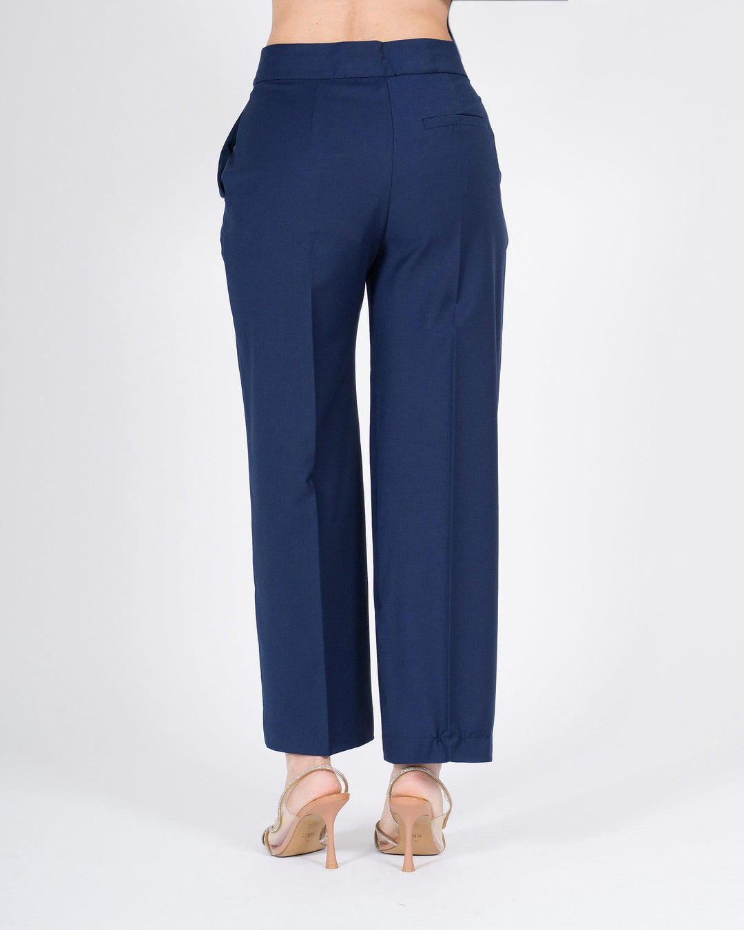 Pantaloni MEIMEJ  Fresco Lana Alla Caviglia Linea Morbida blu 