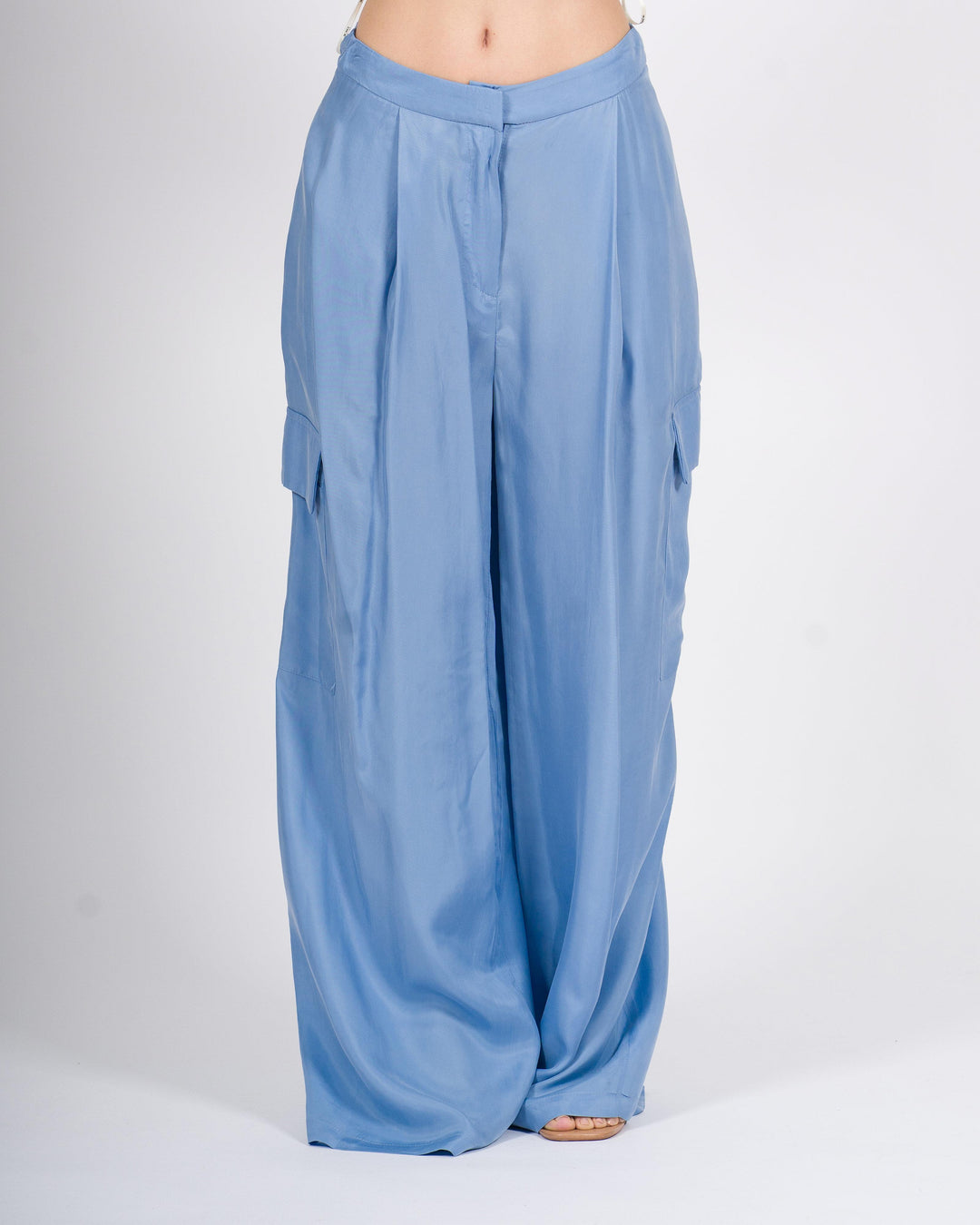 Pantalone Palazzo Cargo Silence Azzurro 