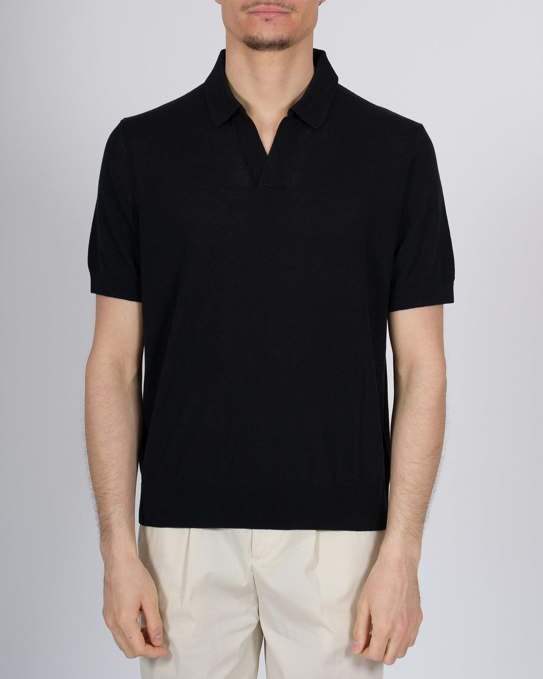 Polo skipper crepe di cotone nero 