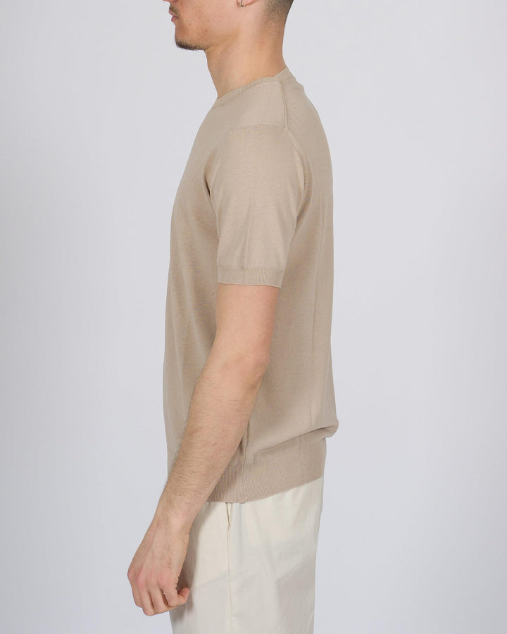 T-shirt crepe di cotone beige 